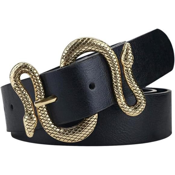 Belts for Women Fashion Leather Belt for Dress with Snake Belt Buckle Choose Sz - Picture 1 of 6